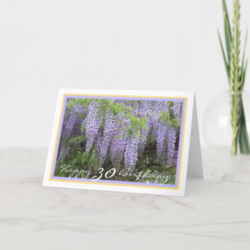 30th Bday Amy Purple Wisteria Elegant Golden Frame Card