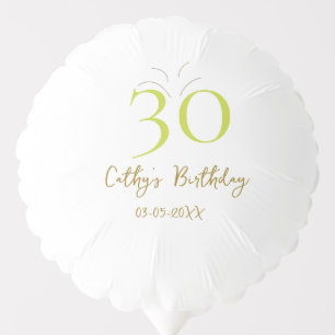 30TH BIIRTHDAY GREEN GOLD PASTEL HANDDRAWN RETRO BALLOON
