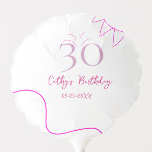 30TH BIIRTHDAY PINK PURPLE PASTEL HANDDRAWN RETRO  BALLOON