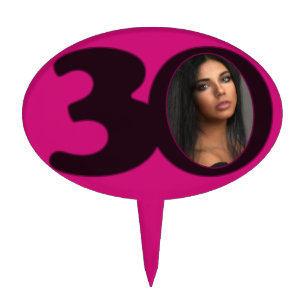 30th birth photo fun hot pink birthday cake topper