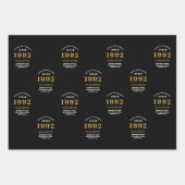 30th Birthday 1992 Black Gold Chic Elegant Wrapping Paper Sheets (Front 3)