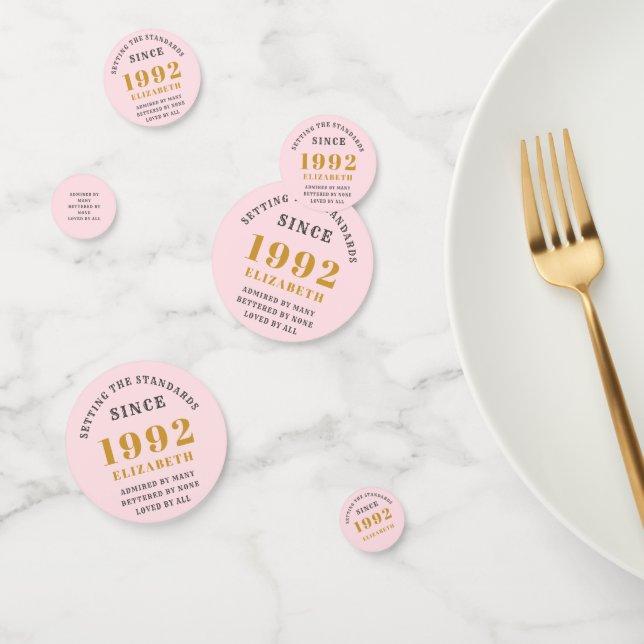 30th Birthday 1992 Elegant Gold Pink Gray Confetti (Group)