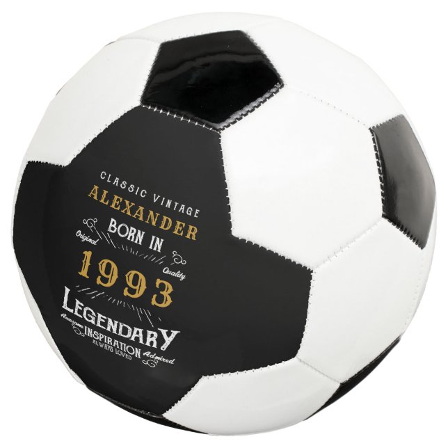 30th Birthday 1993 Monogram Name Legendary Soccer Ball (Three Quarter)