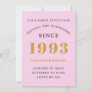 30th Birthday 1993 Pink Grey Add Name Year Invitation