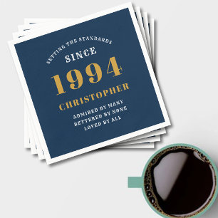 30th Birthday 1994 Blue Gold  Napkins