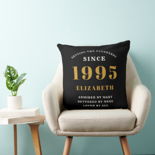 30th Birthday 1995 Black Gold lady's Personalized Throw Pillow