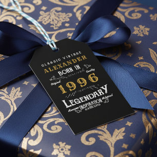30th Birthday 1996 Add Name Legend Black Gold Gift Tags