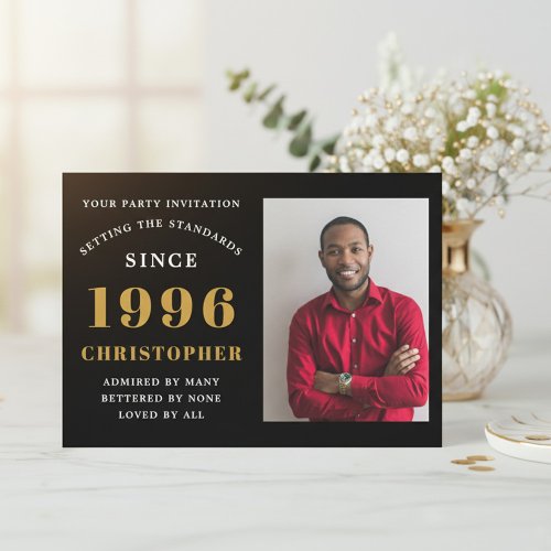 30th Birthday 1996 Black Gold Personalized Photo