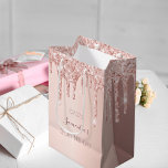 30th birthday 30 rose gold glitter drips medium gift bag<br><div class="desc">A gift bag for a girly and glamorous 30th birthday.  A faux rose gold background with an elegant faux rose gold glitter drips,  paint drip look. The text: The name is written in dark rose gold with a modern hand lettered style script. Tempate for a date and age 30.</div>