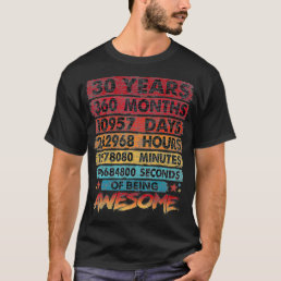 30th Birthday 30 Years Old Vintage Retro 360 Month T-Shirt