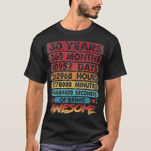 30th Birthday 30 Years Old Vintage Retro 360 Month T_Shirt