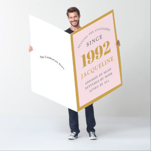 30th Birthday Add Name 1992 Pink Gold Giant Card