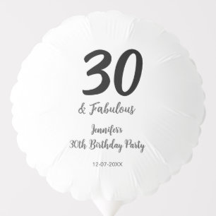 30th birthday add name date year black balloon