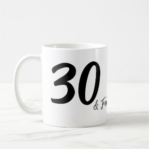 30th birthday add name date year black coffee mug