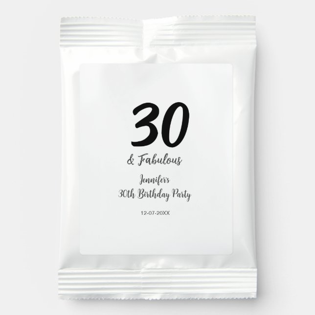 30th birthday add name date year black  hot chocolate drink mix (Front)