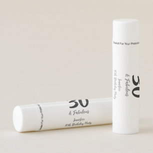 30th birthday add name date year black  lip balm