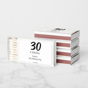 30th birthday add name date year black  matchboxes
