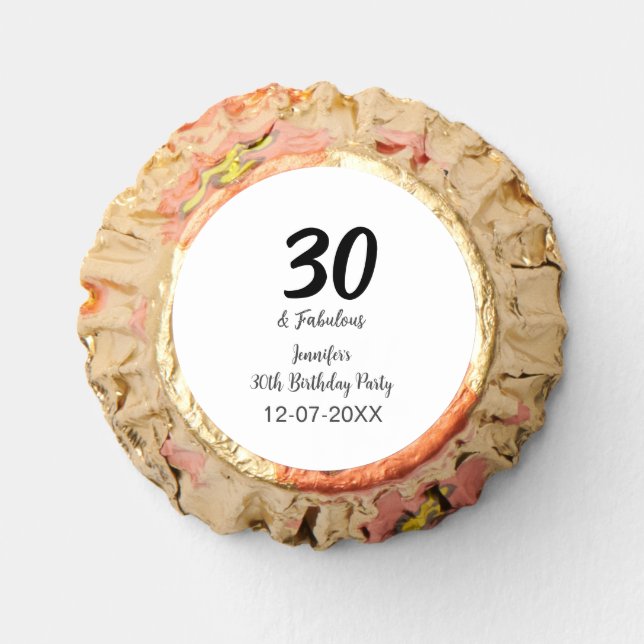 30th birthday add name date year black  reese's peanut butter cups (Front)