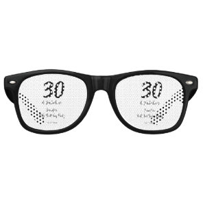 30th birthday add name date year black  retro sunglasses