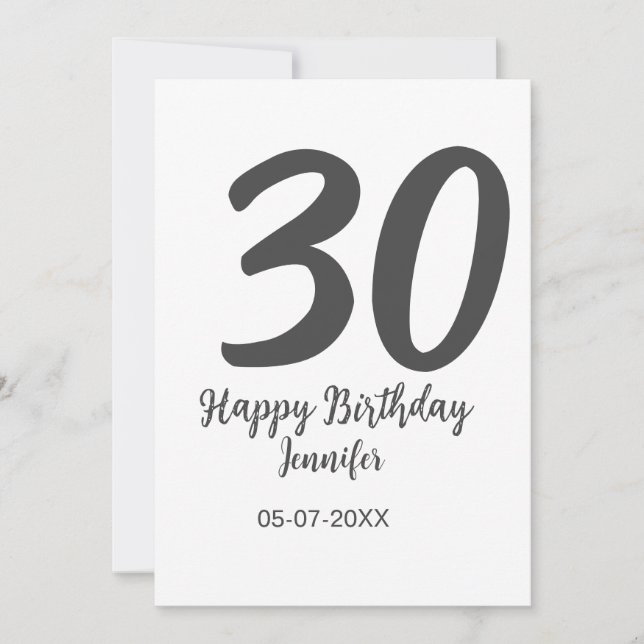 30th birthday add name date year black template  (Front)