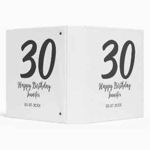 30th birthday add name date year black template  3 ring binder