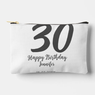 30th birthday add name date year black template accessory pouch