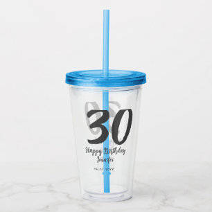 30th birthday add name date year black template acrylic tumbler