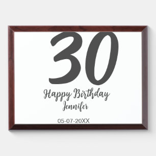 30th birthday add name date year black template award plaque