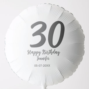 30th birthday add name date year black template balloon