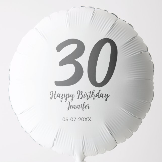 30th birthday add name date year black template  balloon (Front)