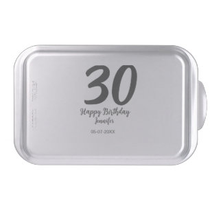30th birthday add name date year black template  cake pan
