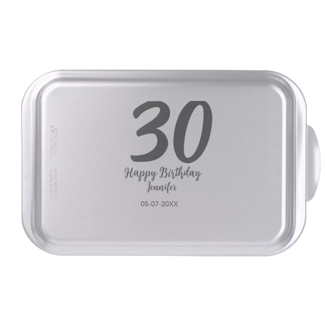 30th birthday add name date year black template  cake pan (Front)