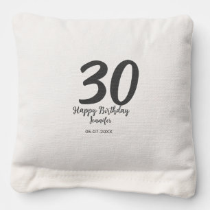 30th birthday add name date year black template  cornhole bags