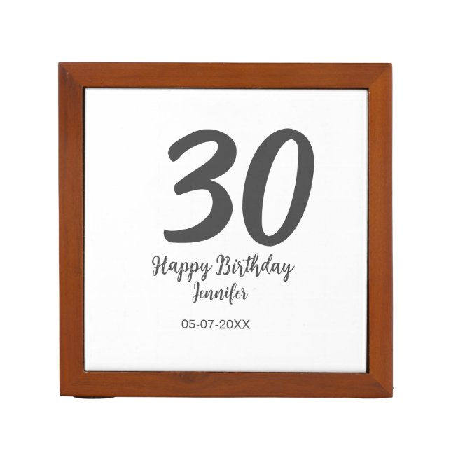 30th birthday add name date year black template  desk organizer (Front)