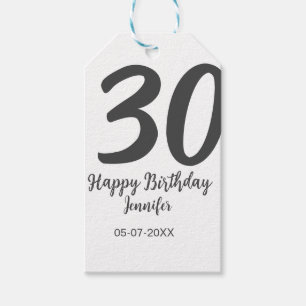 30th birthday add name date year black template  gift tags