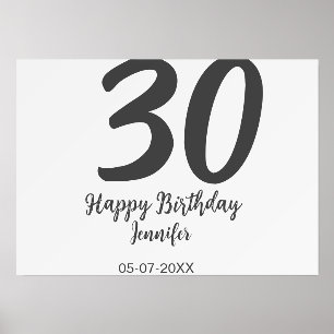 30th birthday add name date year black template holder