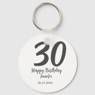 30th birthday add name date year black template  keychain