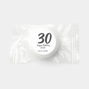 30th birthday add name date year black template life saver® mints