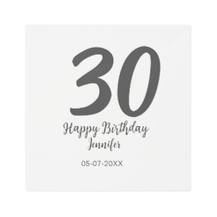 30th birthday add name date year black template metal print