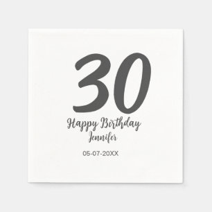 30th birthday add name date year black template  napkins