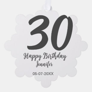 30th birthday add name date year black template ornament card