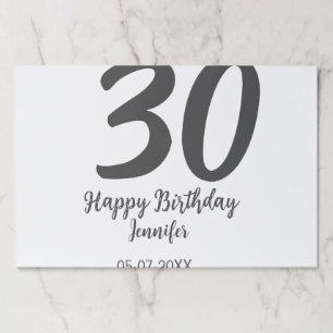 30th birthday add name date year black template  paper pad