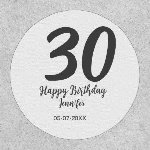 30th birthday add name date year black template patch