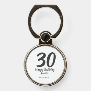 30th birthday add name date year black template phone ring stand