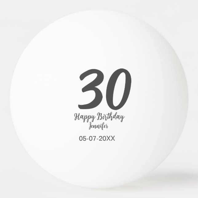 30th birthday add name date year black template  ping pong ball (Front)