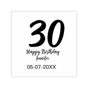30th birthday add name date year black template self-inking stamp