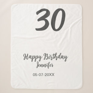 30th birthday add name date year black template sherpa blanket