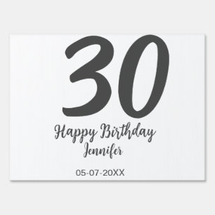 30th birthday add name date year black template sign