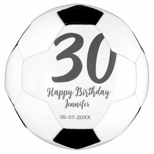 30th birthday add name date year black template  soccer ball
