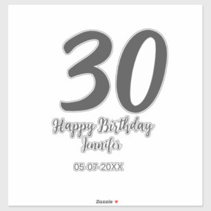 30th birthday add name date year black template  sticker